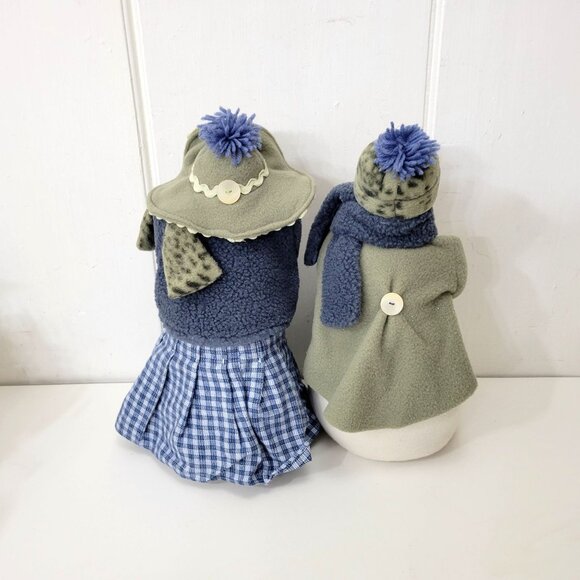 Vintage Fabric Snowman Set, Mr. and Mrs. Snowman, Winter Decor - Picture 7 of 8